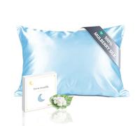 townssilk Funda de almohada de seda de morera 40x70cm - 100% seda de morera, 19 mm, reversible, Certificado Oeko-TEX, Clase de calidad 6A, con cremallera, 1 unidad, azul hielo