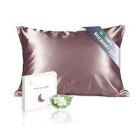 townssilk Funda de almohada reversible, 100 % seda de morera pura de 19 mommes, para la salud del cabello y la piel, 1 unidad, 50 x 70 cm, con cremallera oculta, 600 hilos, gris/púrpura