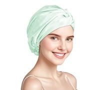 Townssilk Gorro de Noche de Seda de Morera 100% para Mujer - 16 Momme, Doble Capa, Protege el Cabello - Verde Claro