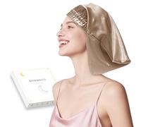 townssilk Gorro de Seda para Dormir, 100% Seda de Morera 22 Momme para Mujeres, Lujoso, Transpirable, Se Ajusta Firmemente Durante la Noche y Sin Presión, Ideal para Cabello Corto y Mediano - Caramelo