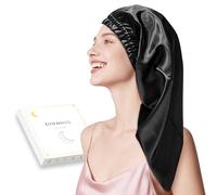 townssilk Gorro de seda para dormir, 100% seda de morera de 22 mommes, para mujer, lujoso, transpirable, se ajusta de forma segura durante la noche y sin presión, ideal para cabello largo y rizado