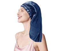 townssilk Gorro de seda para dormir, 100% seda de morera de 22 mommes, para mujer, lujoso, transpirable, se ajusta de forma segura durante la noche y sin presión, ideal para cabello largo y rizado