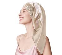 townssilk Gorro de seda para dormir, 100% seda de morera de 22 mommes, para mujer, lujoso, transpirable, se ajusta de forma segura durante la noche y sin presión, ideal para cabello largo y rizado