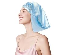 townssilk Gorro de seda para dormir, 100% seda de morera de 22 mommes, para mujer, lujoso, transpirable, se ajusta de forma segura durante la noche y sin presión, ideal para cabello largo y rizado, 32