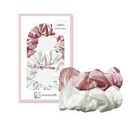 townssilk Juego de 2 Scrunchie de seda, 100 % seda de morera 6A/22 Momme, con delicada estructura, certificado Öko-Tex, respetuoso con el cabello y voluminoso, elástico sin marcas, rosa y blanco