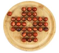 TOWO Juego de Solitario de Madera-Juego de Rompecabezas de Clavija desafiante-Ajedrez de mármol clásico- Tablero Redondo de 19.5CM (7,7 Pulgadas) con Bolas - Juego de Estrategia para un Solo Jugador