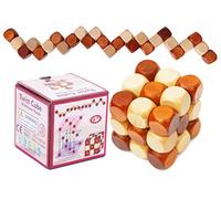 TOWO Rompecabezas de Madera Tipo Serpiente - Cubo Brainteaser con 27 Piezas Enhebradas - Juego de Ingenio de Madera para Niños y Adultos