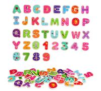TOWO Wooden Magnetic Letters and Numbers 2 Sets Pack - Fridge Magnets for Kids - Alphabet Letters and Numbers Magnets for Kids - Spelling and ABC Learning Toys