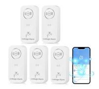 TOWODE Ensor de agua de 90 dB y Alarma, Alarma por App, Inalámbrica, WiFi, para Tuberías, Dormitorio, Cocina, Baño