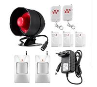 TOWODE Sistema de Seguridad Kit de 7 Piezas con Sirena de 115dB, Sensor de Movimiento, Sensor de Puerta y Ventana y Control Remoto con Batería de Litio y Conexión Inalámbrica de 100 m