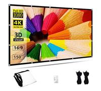 TOWOND Pantalla Proyector 150 Pulgadas,16:9 HD Support 4K Pantalla para Proyector Plegable Antiarrugas Portátil para Cine en casa Soporte para Exteriores en Interiores Pantalla de Doble Cara