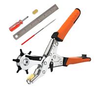 TOWOT Alicate Sacabocados para Cinturones y Cuero - Herramienta de Perforación Giratoria con 6 Tamaños de Agujero - Ideal para Piel, Correas, Tarjetas, Goma y más