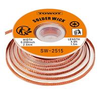 TOWOT Trenza de mecha de soldadura con flujo electrónico sin limpieza, removedor de trenzas de mecha desoldadora. Soldadura desoldadora de 2,5 mm de ancho 0,10 pulgadas de largo 5 pies