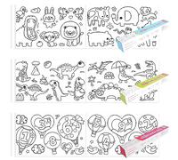 Towviy 3 Rollos Rollo de Papel para Colorear para Niños con Dibujo, Letra Números Animales dinosaurios papel de arte para dibujar colorear Juguetes de Pintura Educativos Tempranos (princesa)