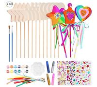 Towviy Kit Manualidades Niñas, 12 Varitas Mágicas de Madera DIY, Hadas, Regalos para Niños, Juguete Creativo con Herramientas de Pintura
