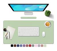 TOWWI Alfombrilla de escritorio de piel sintética con base de gamuza, alfombrilla antideslizante multicolor, 32 x 16 pulgadas, impermeable, protector de escritorio grande (verde claro)