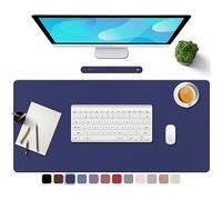 TOWWI Alfombrilla de escritorio de piel sintética con base de gamuza, alfombrilla de ratón antideslizante, multicolor, resistente al agua, protector de escritorio grande (azul oscuro)