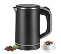 Towwoo 800ML Pava Electrica, 600W Jarra Electrica Calentar Agua, Hervidor de Agua Pequeño, Electric Kettle Inoxidable para té Café Leche para Bebés, Sobrecalentamiento Viaje Silencioso Negro