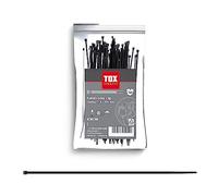 TOX Brida sujetacables, negra, resistente a los rayos UV, de uso universal en interiores y exteriores, para una fijación segura en el hogar y el jardín, tamaño 7,6 x 450 mm, 100 unidades, 099600032