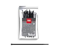 TOX Brida sujetacables, negra, resistente a los rayos UV, de uso universal en interiores y exteriores, para una fijación segura en el hogar y el jardín, tamaño 2,5 x 200 mm, 100 unidades, 099600022