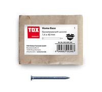 TOX Home Base clavos para zócalos azul galvanizadas con cabeza avellanada profunda en embalaje de papel reciclable, tamaño 1,4 x 40 mm, para fijar zócalos etc., 100 unidades, 063600204