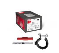 TOX Juego de abrazaderas para tuberías, abrazadera articulada 32-35 mm (1 pulgada) M8, tapón multiusos TRI 10/61 y perno de suspensión M8x80 con accionamiento TX, 10 piezas, 089101103