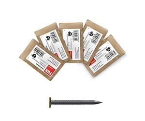 TOX juego de clavos para cuadros Home Classic de acero templado con cabeza de latón ⌀ 2,0 mm, longitud 20, 25, 30, 40 y 50 mm, para los materiales de construcción, 100 unid., 063600105
