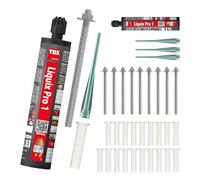 TOX juego para anclajes químicos con 2x morteros Liquix Pro 280 ml sin estireno, 10x varillas Stix-A4 M10x130, 20x tamices 16x85 mm, 32 pzs., 084909267