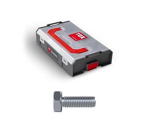 TOX L-BOXX Surtido de minitornillos de cabeza hexagonal M8 + M10 DIN 933, ajustables individualmente, apilables y enclavables, incluye tornillos para máquinas M8 + M10, 90 piezas, 094903205
