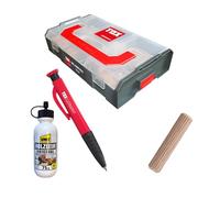 TOX Set L-BOXX Mini Wood + marcador profundo easyMarx, espigas Boltfix Wood 6/30 (80), 8/40 (80), 10/40 (30), cola y brocas con tope, 094909176
