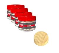 TOX Set tapones madera Cookie Wood en 4 diámetros 15, 20, 25, 30 mm, abeto, reparación y relleno madera, 225 uds, 015909017
