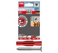 TOX Taco universal Tri 6x51 mm + tornillo, 8 piezas, 010701061 | Con tornillo, para casi todos los materiales de construcción, montaje pre/pasante, anudado o expandido, 010701061