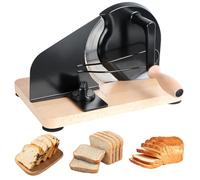 toxaaiwr Cortador de pan manual de actualización, cortador de pan de masa madre casero, manivela de mano con línea de escala y valla de acero, hoja afilada, ancho ajustable, color negro
