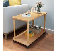 toxaaiwr Mesa de té de madera, mesas de centro pequeñas, mesa auxiliar pequeña, mesa auxiliar estrecha, mesa de sofá, mesita de noche delgada con ruedas, móvil, estante abierto de 2 niveles, adecuada