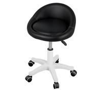 toxaaiwr Taburete rodante, silla giratoria de 360 grados, asiento giratorio ergonómico, altura ajustable, ruedas ultra silenciosas, cojín acolchado de piel sintética, para salón, oficina, masaje
