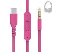 Toxaoii Cable de audio de repuesto USB C a 3,5 mm para Beats Solo 4 3 2, Studio 2 3 Pro, Detox Wireless Mixr Executive Pill auriculares con micrófono y volumen para iPhone 17, 16, 15, portátil (rosa)