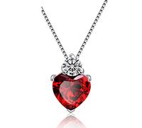 TOXI Collar con Colgante en Forma de corazón Brillante de circón AAA Rojo de Plata Fina, joyería de Boda para Mujer, Collares de Diamantes de imitación CZ, Regalo