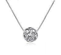 TOXI Collar con Colgante Redondo de Plata a la Moda, Collar con Cadena de clavícula con Bola Hueca en Forma de corazón para Mujer, Regalo de joyería