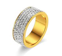 TOXI Oro Plata Color Titanio Acero Boda joyería 5 Filas CZ Piedra Moda Anillo de Compromiso para Mujer fantasía joyería Regalos