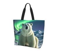 TOXOCMDKLE Bolsa de mano para mujer Zion National Park Bolsa de comestibles plegable bolsas de compras reutilizables grandes bolsas de mano, Oso polar de la aurora boreal, Talla única
