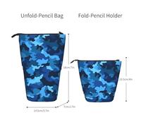 TOXOCMDKLE Estuche telescópico de gran capacidad para lápices, con patrón de leopardo rojo, estuche de papelería retráctil, bolsa de maquillaje para suministros de oficina, Camuflaje azul., Talla