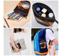 TOXOCMDKLE Estuche telescópico de gran capacidad para lápices, con patrón de leopardo rojo, estuche de papelería retráctil, bolsa de maquillaje para suministros de oficina, Pelota de golf en llamas