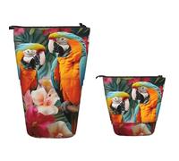 TOXOCMDKLE Estuche telescópico de gran capacidad para lápices, diseño de lobo de vida silvestre, estuche de papelería retráctil, bolsa de cosméticos de maquillaje para suministros de oficina, Plantas