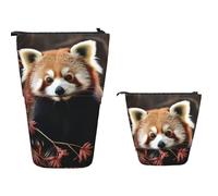 TOXOCMDKLE Estuche telescópico de gran capacidad para lápices, estuche de lápices de león enojado, estuche de papelería retráctil, bolsa de cosméticos para maquillaje y suministros de oficina, Pandas