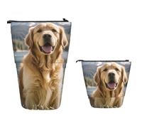 TOXOCMDKLE Estuche telescópico de gran capacidad para lápices Golden Retrievers con soporte para bolígrafos, estuche retráctil para lápices de pie, bolsa de maquillaje para suministros de oficina