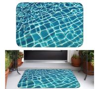 TOXOCMDKLE Felpudo de bienvenida de terciopelo de cristal, antideslizante, color azul, para piscina, agua, lavable a máquina, para interiores y exteriores, 40 x 60 cm