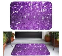 TOXOCMDKLE Felpudo de bienvenida de terciopelo de cristal, antideslizante, color morado brillante, lavable a máquina, para interiores y exteriores, 40 x 60 cm