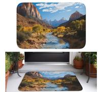TOXOCMDKLE Felpudo de bienvenida de terciopelo de cristal antideslizante para puerta delantera, tapete del parque nacional Zion, lavable a máquina, para interiores y exteriores, 40 x 60 cm