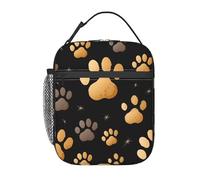 TOXOCMDKLE Lonchera portátil aislada con estampado de huellas de perro, bolsa de almuerzo para mujeres y hombres, trabajo, picnic, viajes