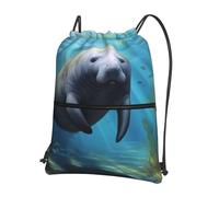 TOXOCMDKLE Mochila con cordón plegable, color rojo y negro, diseño a cuadros, 78177534, resistente al gimnasio, para ir de compras, yoga, Lindo manatí, Talla única
